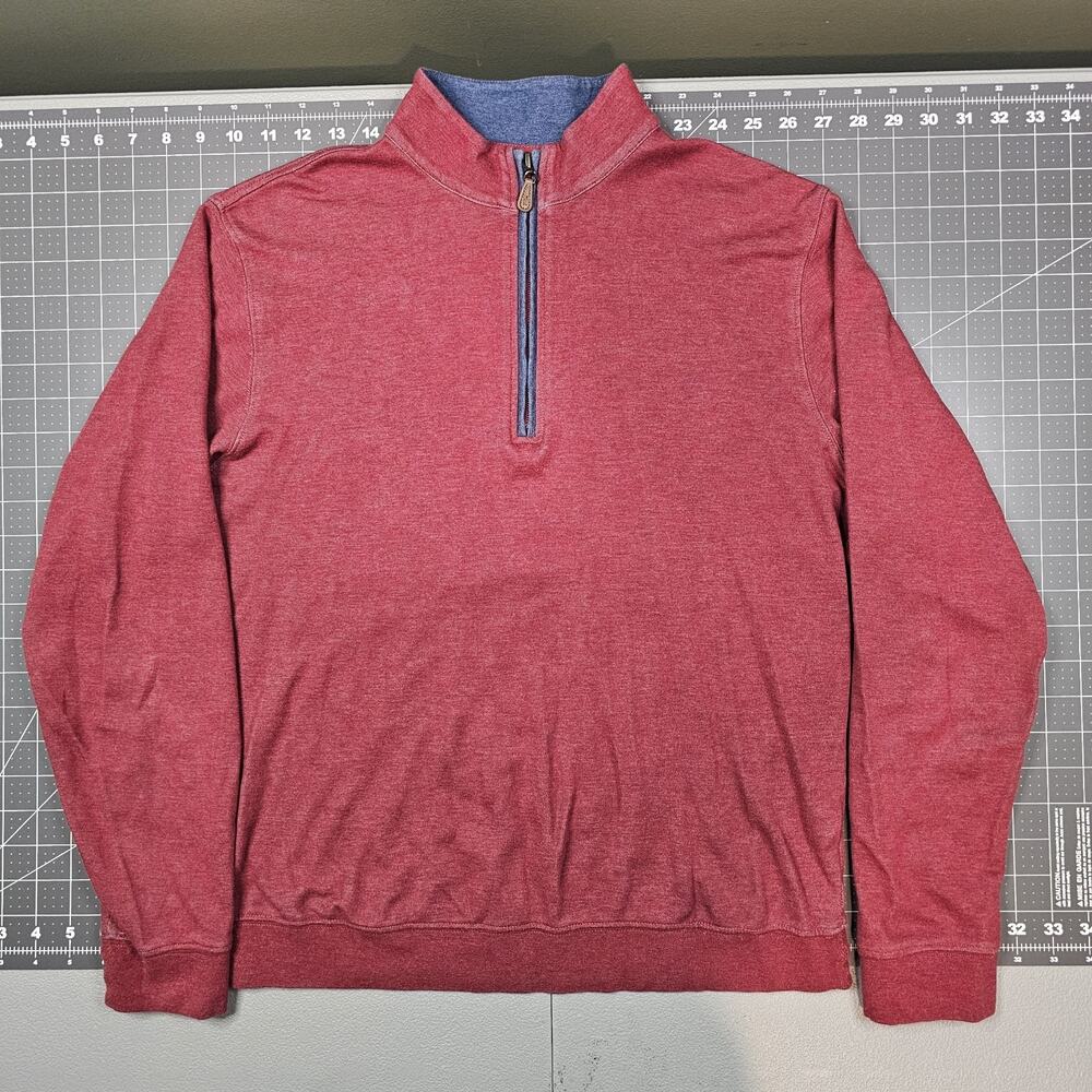 Johnnie O Sully 1/4 Zip Sweater Medium Red Pullover Golf Preppy